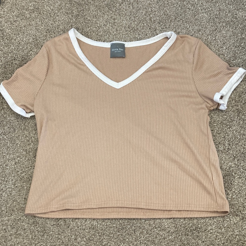 Olivia Rae Beige Ribbed Knitwear